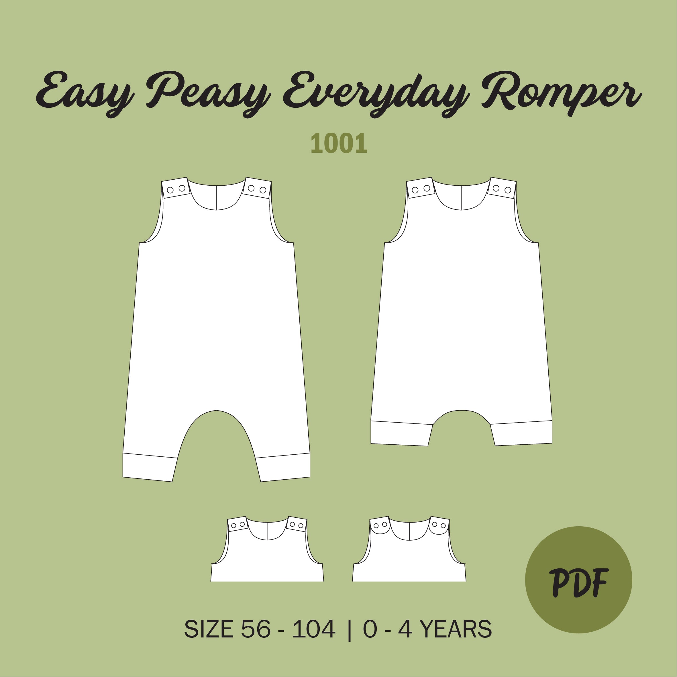 Easy Peasy Everyday Romper - Sewing Pattern PDF