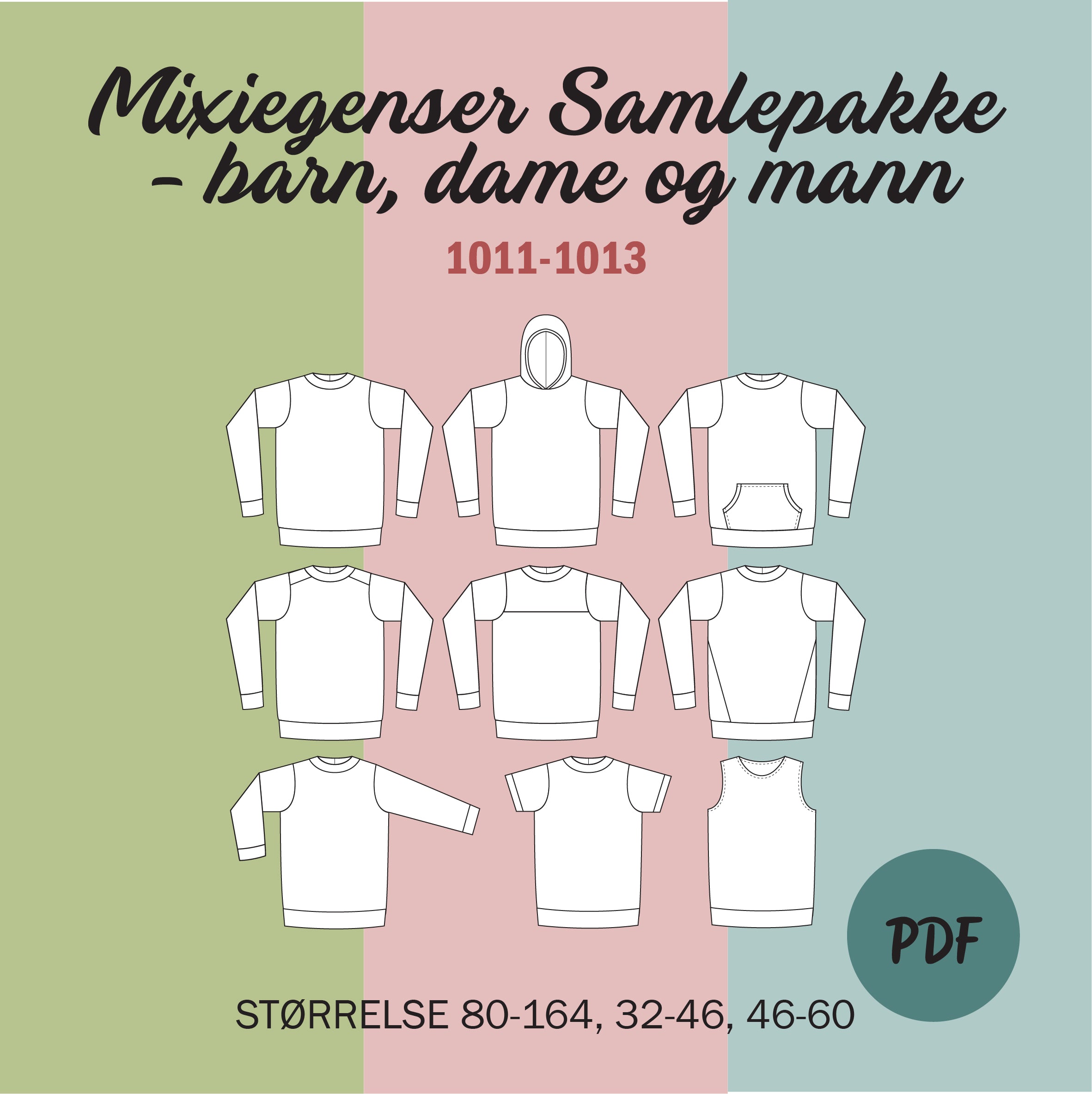 Mixiegenser Samlepakke - Barn, Dame og Mann - Symønster PDF